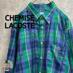 【美品】ラコステ 長袖 チェックシャツ 古着 ユニセックス ワンポイント