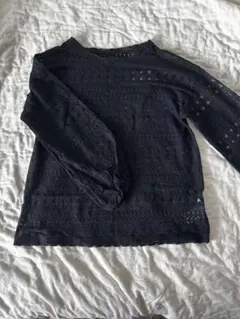 comfort ブラック 透かし編み 長袖シャツ L