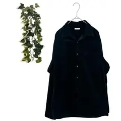 【L】 GU ジーユー コーデュロイシャツ 長袖 無地 細畝 コットン 黒