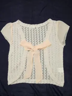 クリーム色 レースボレロ リボンつき