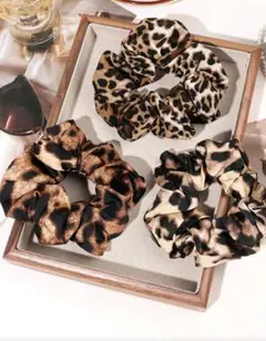 レオパード柄 ヘアシュシュ 3個セット