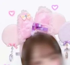 ディズニー ミニーイヤリング ドット水玉リボン ピンク