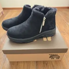 moz モズ ダブルファスナー付き ショートブーツ ブラック　LL