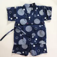 ベビー 水玉模様 甚平 80cm 紺色