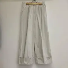 ライトグレー ワイドパンツ コットン混紡