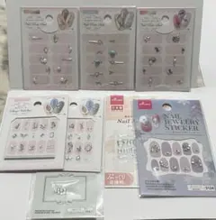 シルバー系　ネイルパーツ&ネイルシール８枚セット　まとめ売り