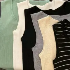 【バラ売り可】リブ編みタンクトップ 6色