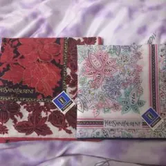 YVES SAINT LAURENT 花柄ハンカチ　2枚セット