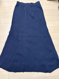 GU ネイビー リブ編み タイトスカート S