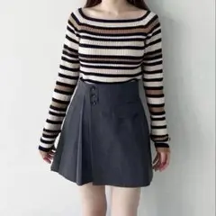 COCODEAL サイドプリーツラップミニスカショ グレー Mのサムネイル