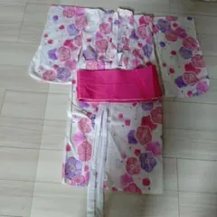 花柄着物 120cm ピンク帯付き