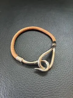 HERMES エルメス レザーブレスレット ブラウン シルバー金具