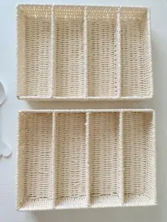 【ZARA HOME】仕切り付きホワイトバスケット2セット