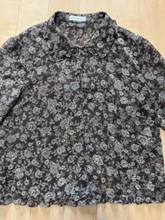 DANA PARIS 花柄シアーブラウス 長袖 ブラウン
