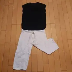 無印良品レディースフレンチスリーブティーシャツ　ブラックのサムネイル