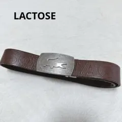 【Lacoste】ラコステ　レザーベルト　ブラウン　メタルバックル