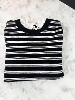 美品！apweiser riche　ニット　七部袖　 サイズ2　ボーダー　白×黒