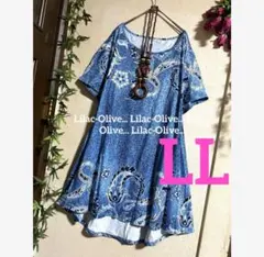 6510新品⭐️LL〜3L＊ペイズリー柄ストレッチ＊チュニックワンピ大きいサイズ