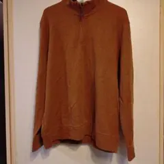 LANDS' END ハーフジップ ニット セーター ブラウン Lのサムネイル