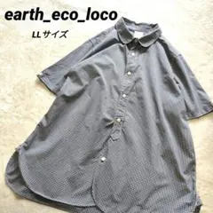 【大きいサイズ】earth_eco_loco　タイプライター丸襟シャツ　ギンガムのサムネイル
