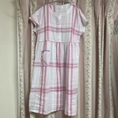 ナルエー ダブルガーゼチェックワンピース パジャマ