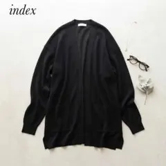 index オープンフロント カーディガン 長袖 ブラック