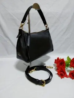 超美品 コーチ COACH ショルダーバッグ ハンドバッグ 601 レザー 黒