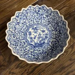 龍峰　染付　花鳥文　輪花鉢　菊割皿　中鉢　5客 龍峰 染付 花鳥文 輪花鉢 菊割皿 中鉢 5客 三洋