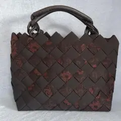 お洒落　和柄　手作り　リメイク　ハンドバッグ　ラメ　ブラック　キラキラ