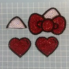 うちわデコパーツ 猫耳 ねこ耳 ハート 赤