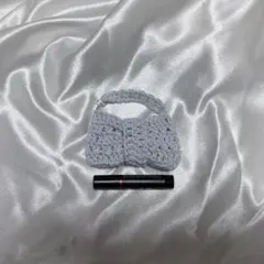 編み物 かぎ針編み ハンドメイド ポーチ チャーム リボン