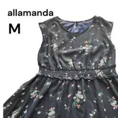 ​アラマンダ allamanda 花柄 ワンピース 清楚 上品 38M紺【50】のサムネイル