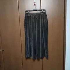 フリース ワイドパンツ ダークグレー サイドポケット付き