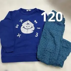 キッズ トレーナー パンツ 上下まとめ売り　ブルー 120cm セットアップ