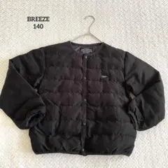 BREEZE キッズ 中綿ジャケット 140 ブラック ノーカラー 軽量