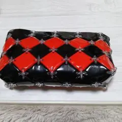 スヌーピー 黒赤ダイヤモンドポーチ