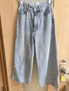 Arpege story パール付きデニムパンツ ワイドのサムネイル