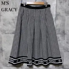 【M'S GRACY】ロゴスカート 千鳥格子 Mサイズ ブラック ホワイト