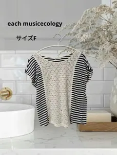 ✨早いもの勝ちeachmusicストライプ柄半袖Tシャツ  ブラック