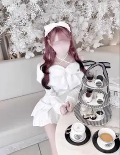 ハニーミュウ ビッグリボンクロスオフショルワンピ ホワイト XSサイズ