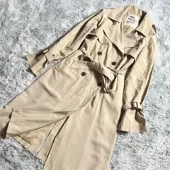NICE CLAUP トレンチコート ベージュ キャンディスリーブ リボン付