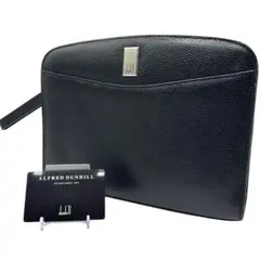 【美品】dunhill クラッチバッグ シルバーロゴ ハンドストラップ