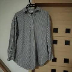 美品　ユニクロ　L スキッパーストライプシャツ