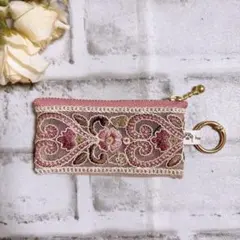 インド刺繍リボン　ポーチ　マルチポーチ　ハンドメイド　ミニポーチ　NO3543