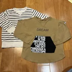 ボーダー&プリントデザインのトレーナー2点セット　110〜120サイズ