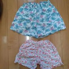 ユニクロ　キッズ ショートパンツ 2枚セット 花柄 リボン　１３０ ＸＳ