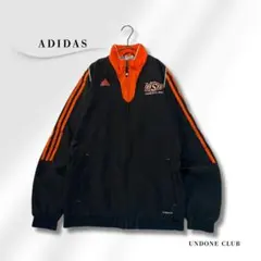 adidas トラックジャケット CLIMALITE 刺繍ロゴ 黒オレンジ O