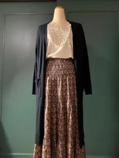 濃紺のロングガウン　ロングカーディガン