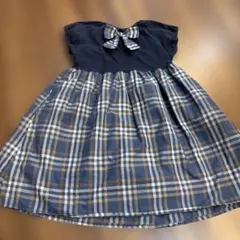 petit main ネイビー チェック ワンピース 120cm