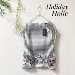 【未使用タグ付】Holiday HOLIC　ボーダー　カットソー　マリン　リボンのサムネイル